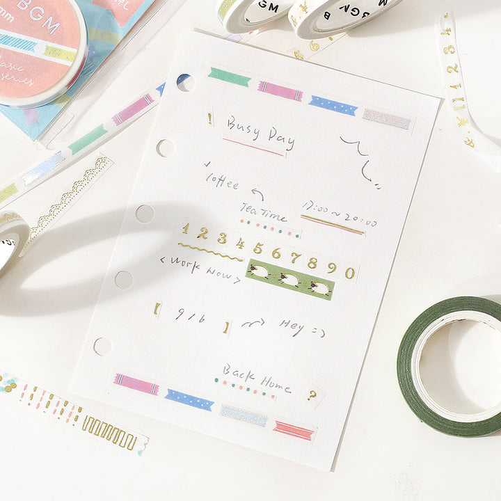 BGM Foil Stamping Masking Tape: Life - Ribbon Index — roll side