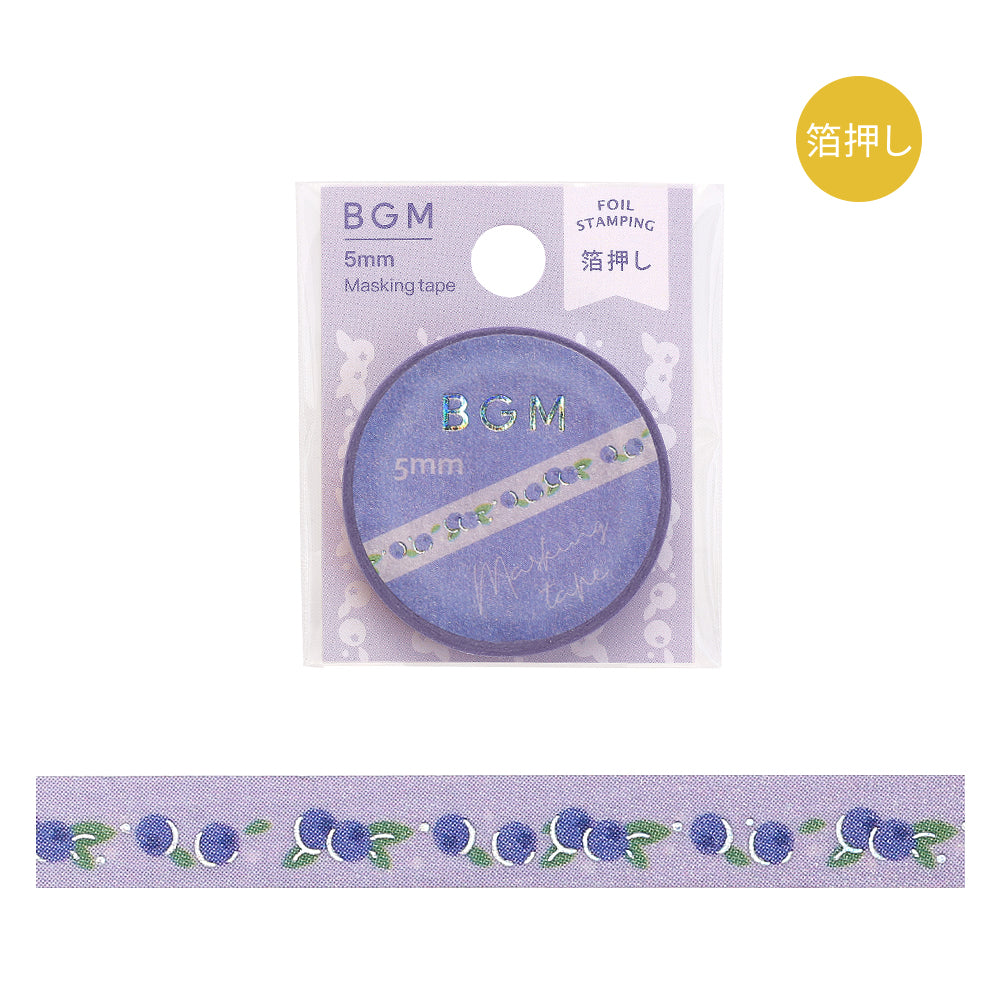BGM Foil Stamping Masking Tape: Life - Blueberry — roll front