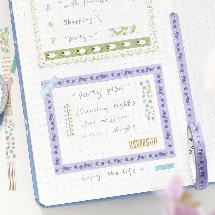 BGM Foil Stamping Masking Tape: Life - Blueberry — with packaging