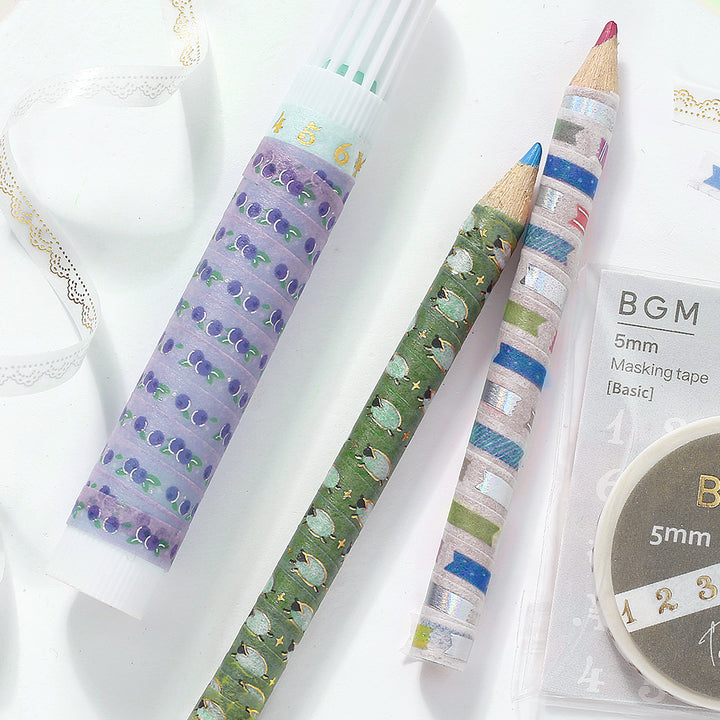 BGM Foil Stamping Masking Tape: Life - Blueberry — roll side
