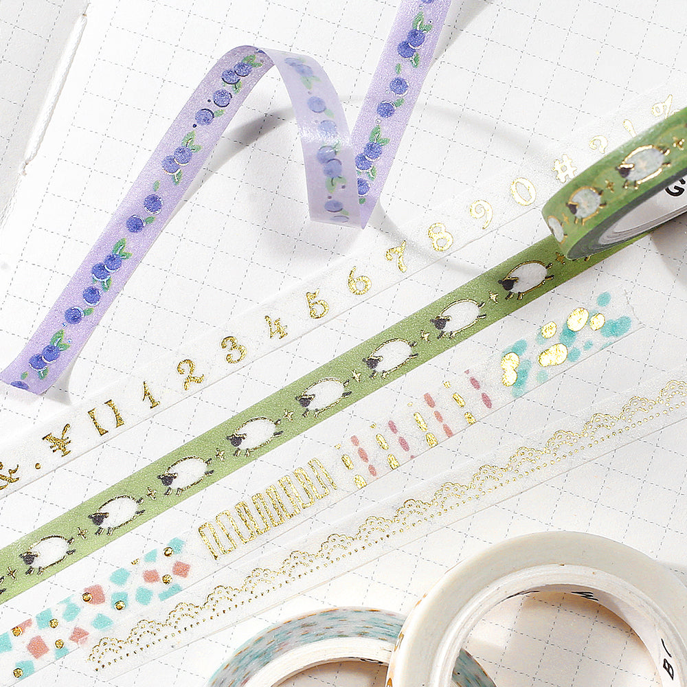 BGM Foil Stamping Masking Tape: Life - Blueberry — flat lay