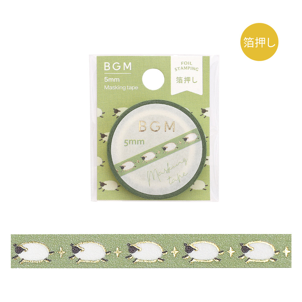 BGM Foil Stamping Masking Tape: Life - Running Sheep — roll front