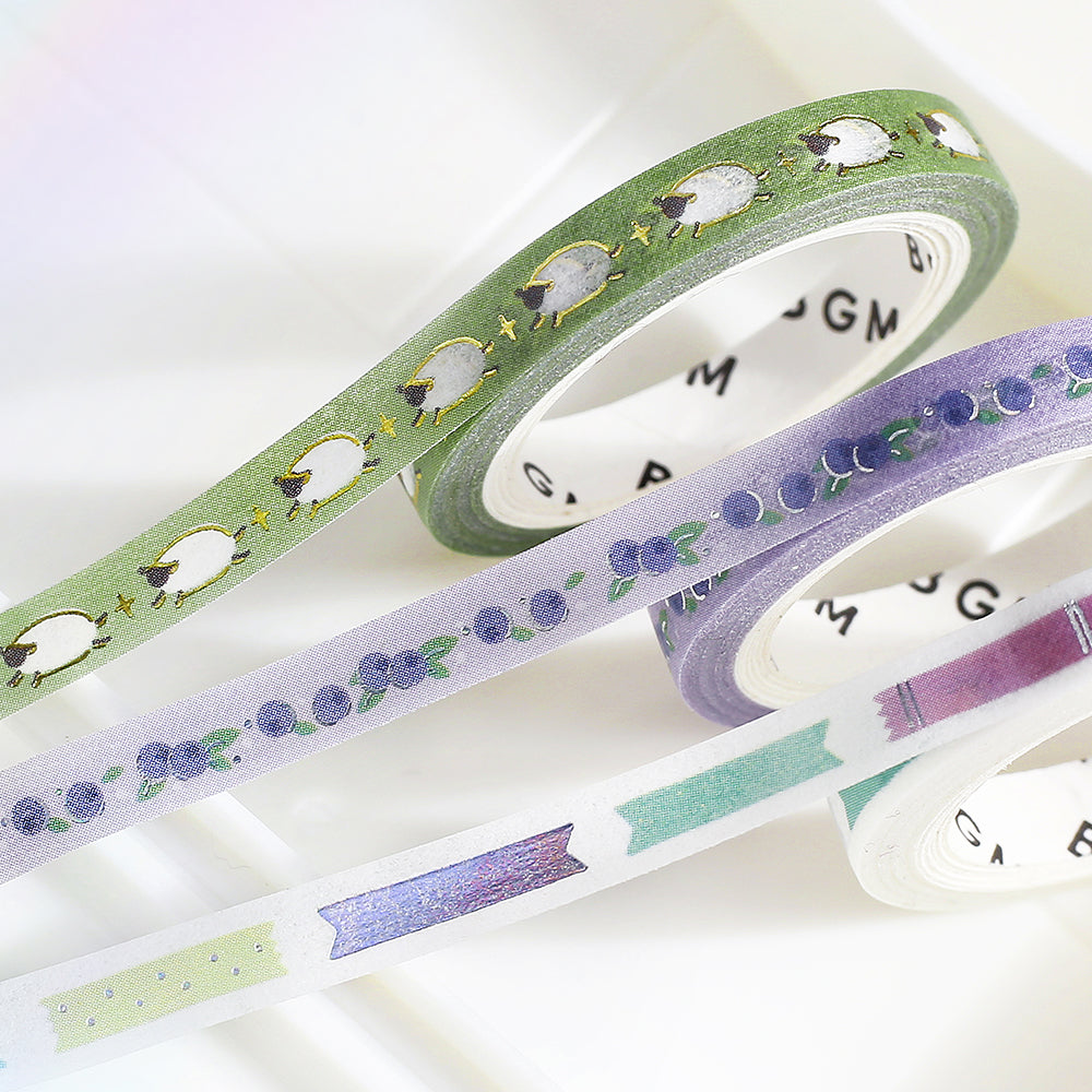 BGM Foil Stamping Masking Tape: Life - Running Sheep — applied on surface