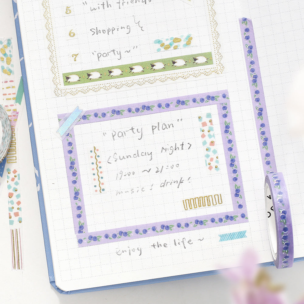 BGM Foil Stamping Masking Tape: Life - Running Sheep — roll side