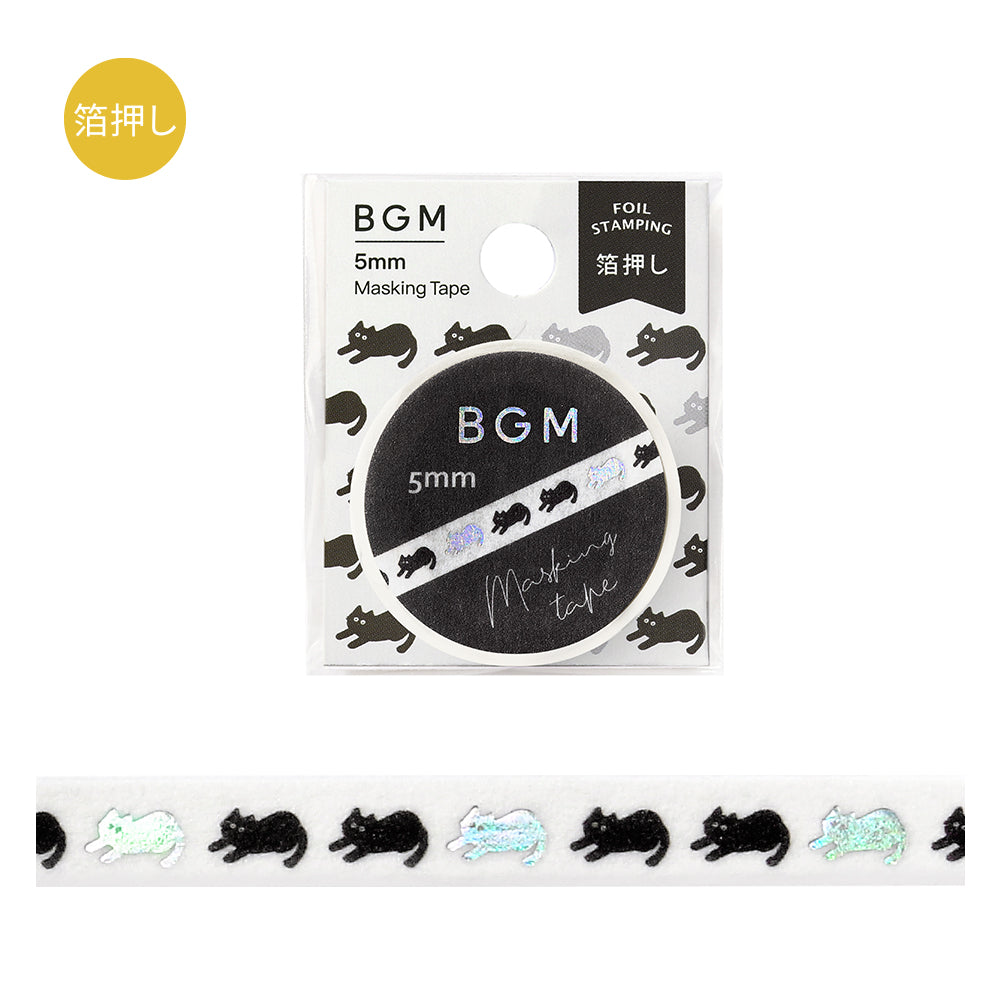 BGM Foil Stamping Masking Tape: Life - Black Cat — roll front