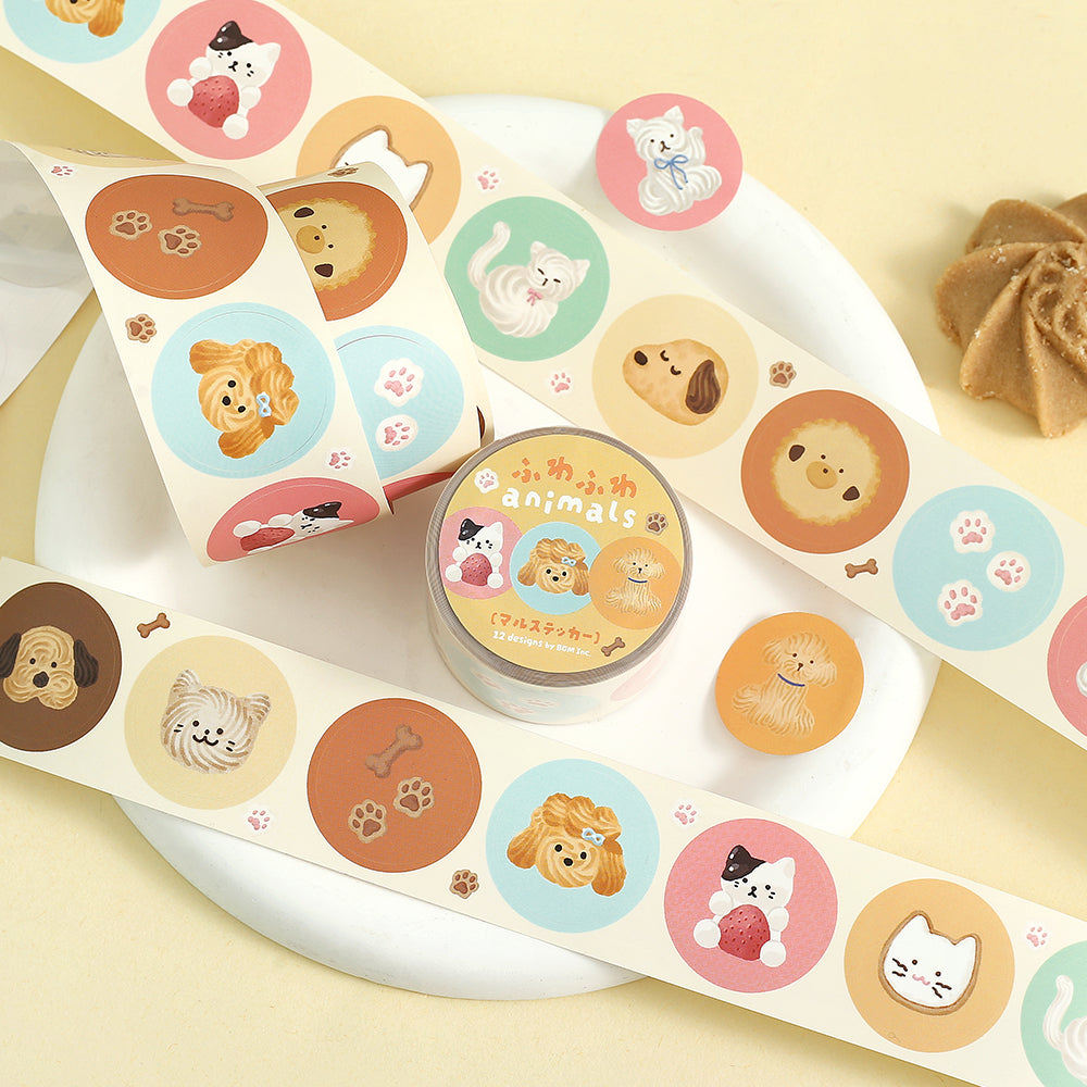 BGM Roll Sticker: Fluffy Animals — side view