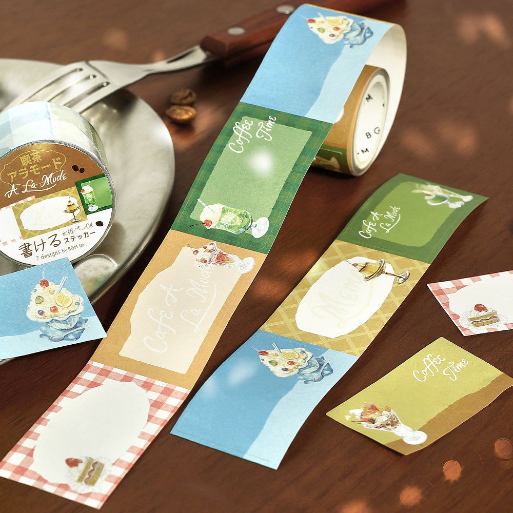 BGM Roll Sticker: Writable - Café à la Mode — side view