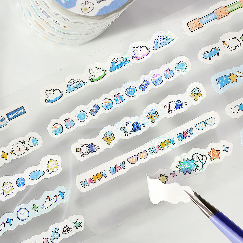 BGM Roll Sticker: Mini Linea - Pale Blue — side view