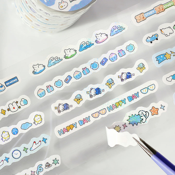 BGM Roll Sticker: Mini Linea - Pale Blue — side view