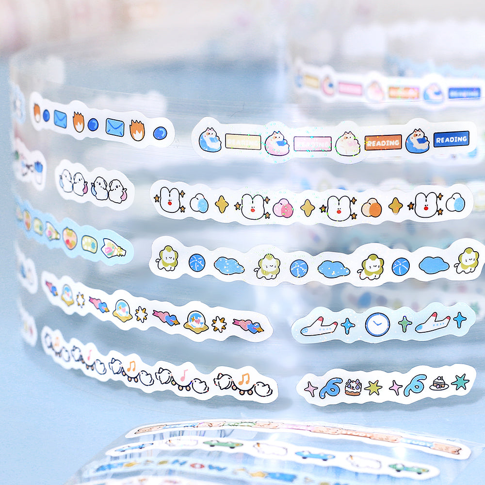 BGM Roll Sticker: Mini Linea - Pale Blue — with packaging