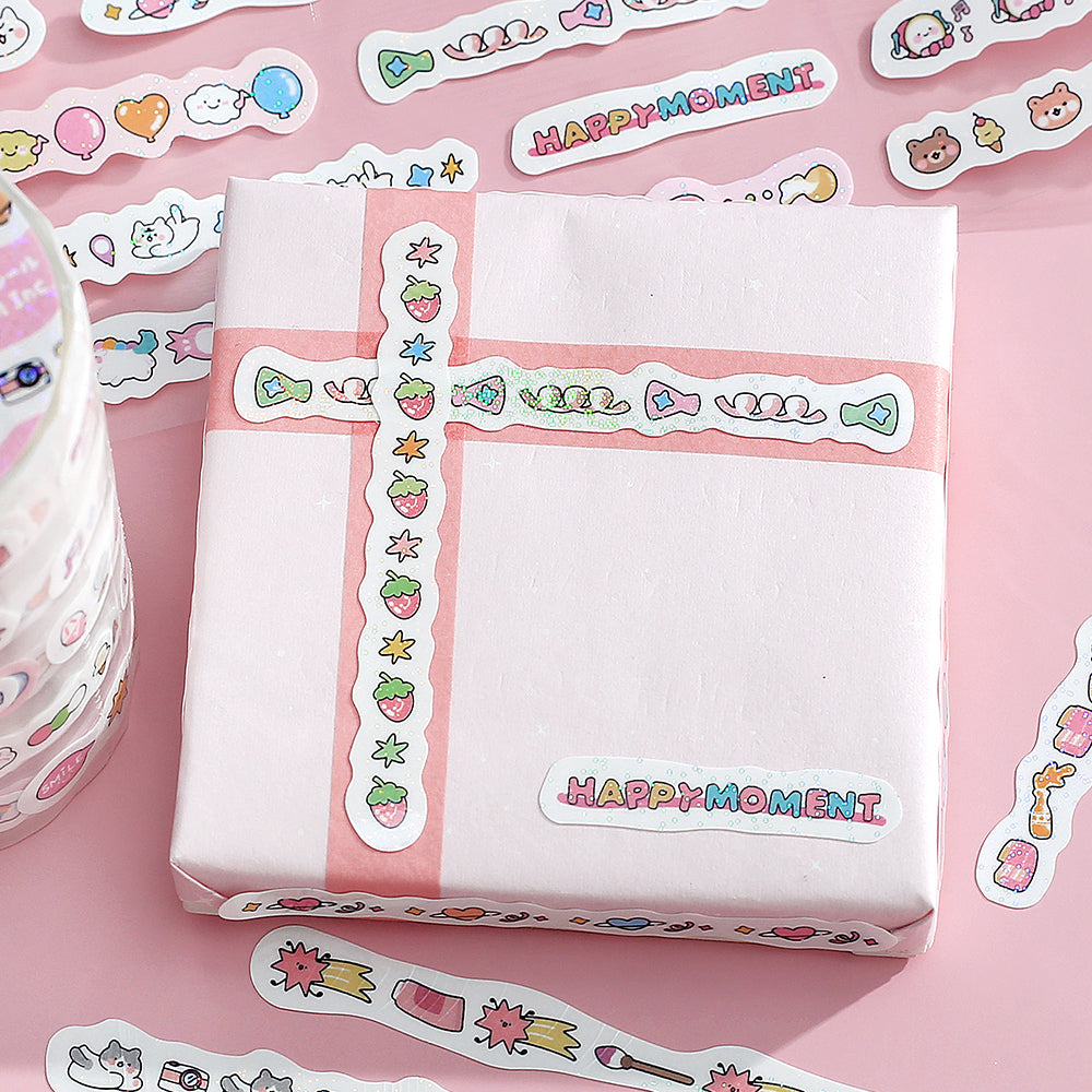BGM Roll Sticker: Mini Linea - Rose Pink — angle view