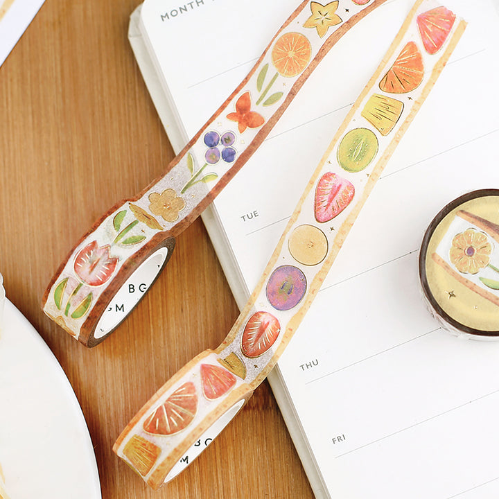 BGM Foil Stamping Masking Tape: Fruit Sandwich - Flower — roll side