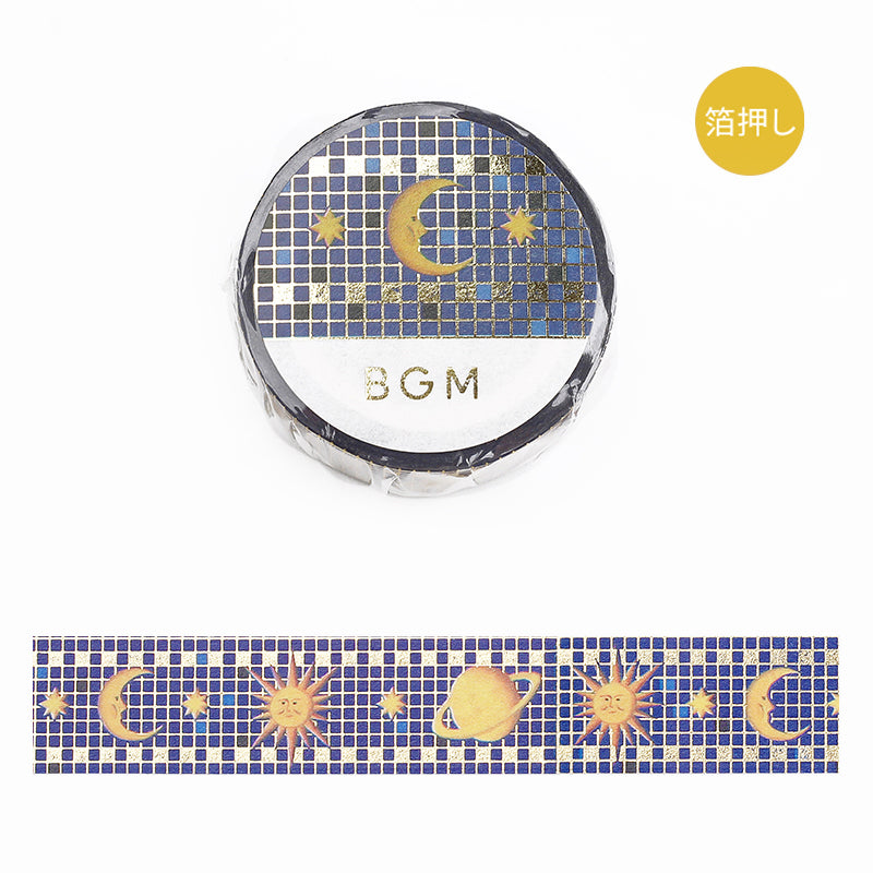 BGM Foil Stamping Masking Tape: Tile Art - Universe — roll front