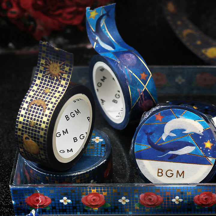 BGM Foil Stamping Masking Tape: Tile Art - Universe — with packaging