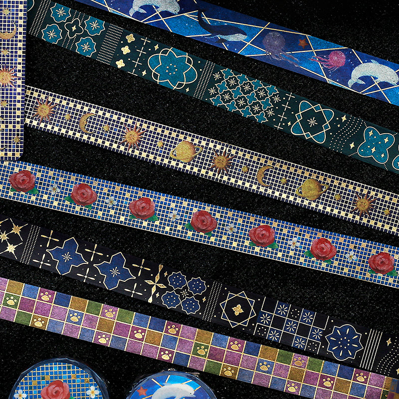 BGM Foil Stamping Masking Tape: Tile Art - Universe — roll side