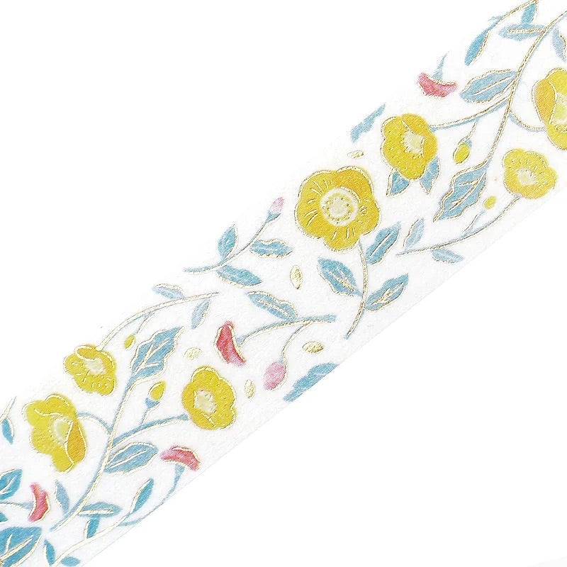 BGM Foil Stamping Masking Tape: Flower Pattern - Sasanqua Flower — pattern detail