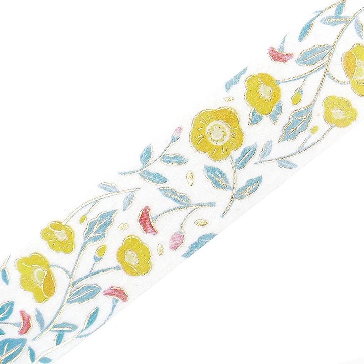 BGM Foil Stamping Masking Tape: Flower Pattern - Sasanqua Flower — pattern detail