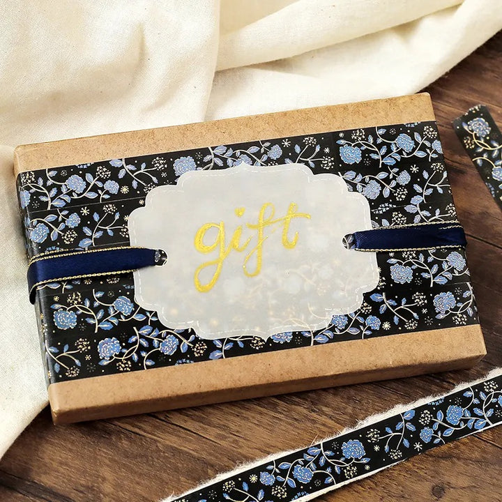 BGM Foil Stamping Masking Tape: Flower Pattern - Hydrangea — with packaging