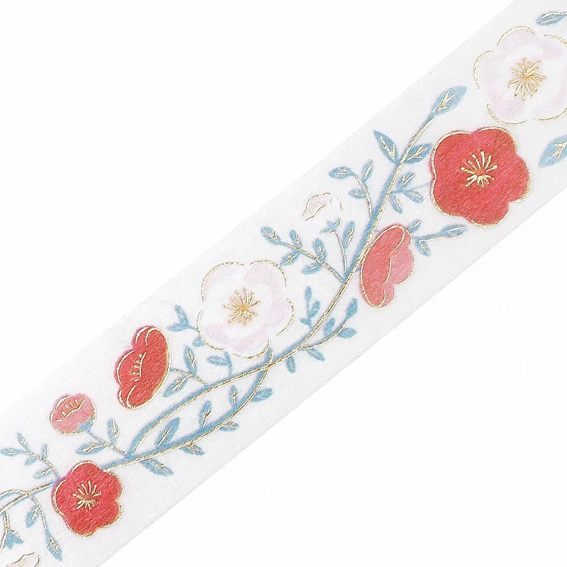 BGM Foil Stamping Masking Tape: Flower Pattern - Plum — pattern detail