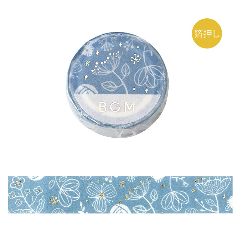 BGM Foil Stamping Masking Tape: Kusabana Techo - Blue Transparent — roll front