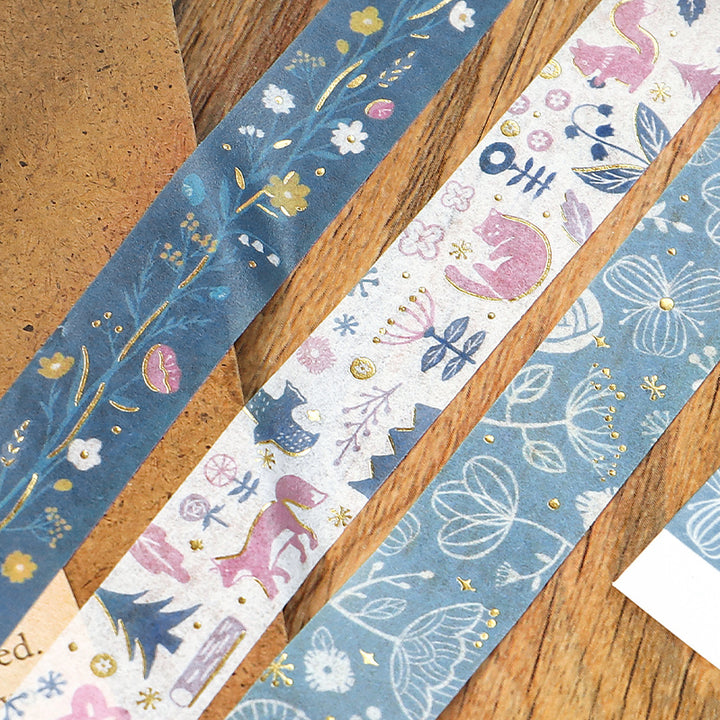BGM Foil Stamping Masking Tape: Kusabana Techo - Blue Transparent — with packaging