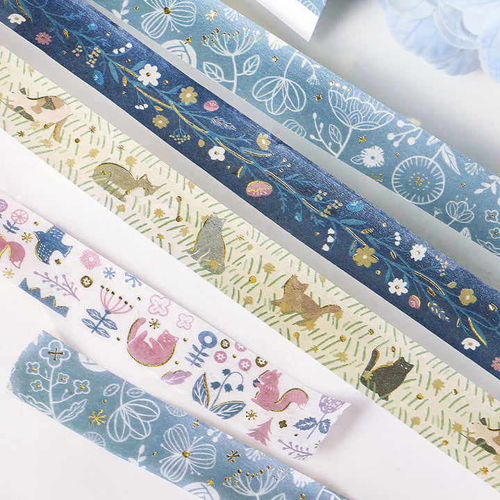 BGM Foil Stamping Masking Tape: Kusabana Techo - Cats — roll side