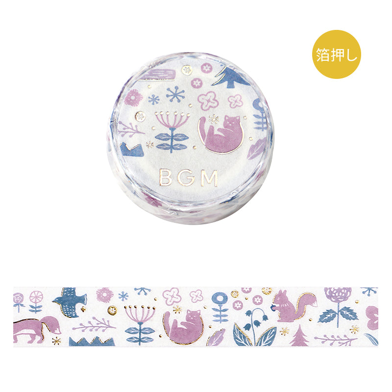 BGM Foil Stamping Masking Tape: Kusabana Techo - Song of the Forest — roll front