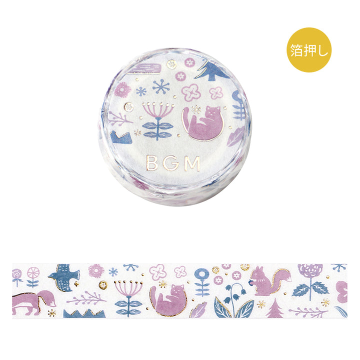 BGM Foil Stamping Masking Tape: Kusabana Techo - Song of the Forest — roll front