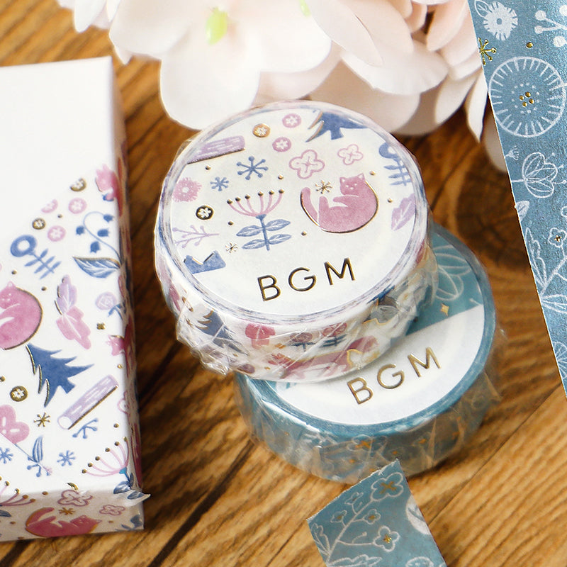 BGM Foil Stamping Masking Tape: Kusabana Techo - Song of the Forest — roll side
