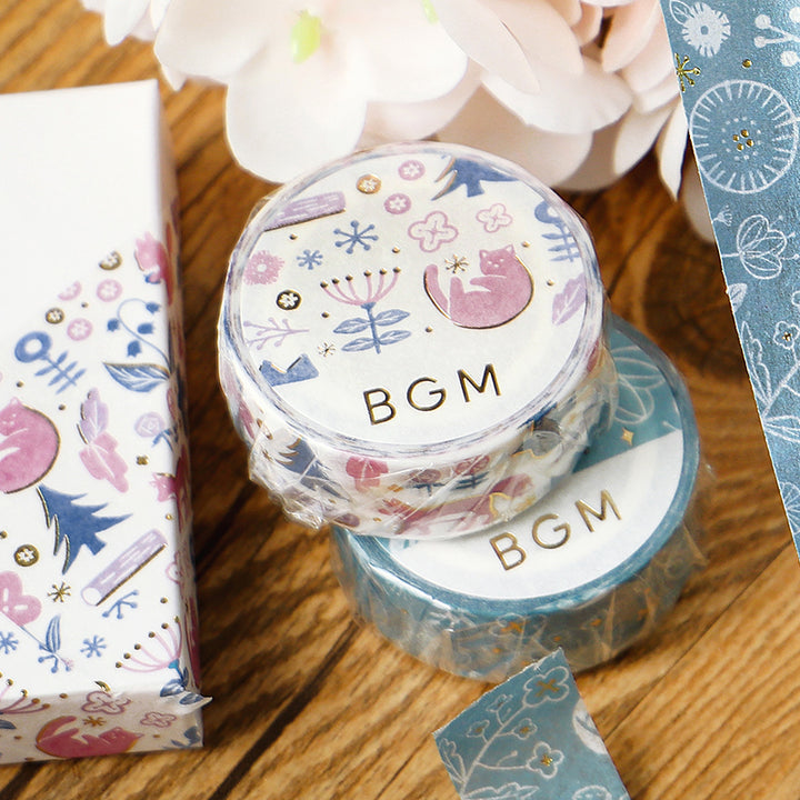 BGM Foil Stamping Masking Tape: Kusabana Techo - Song of the Forest — roll side