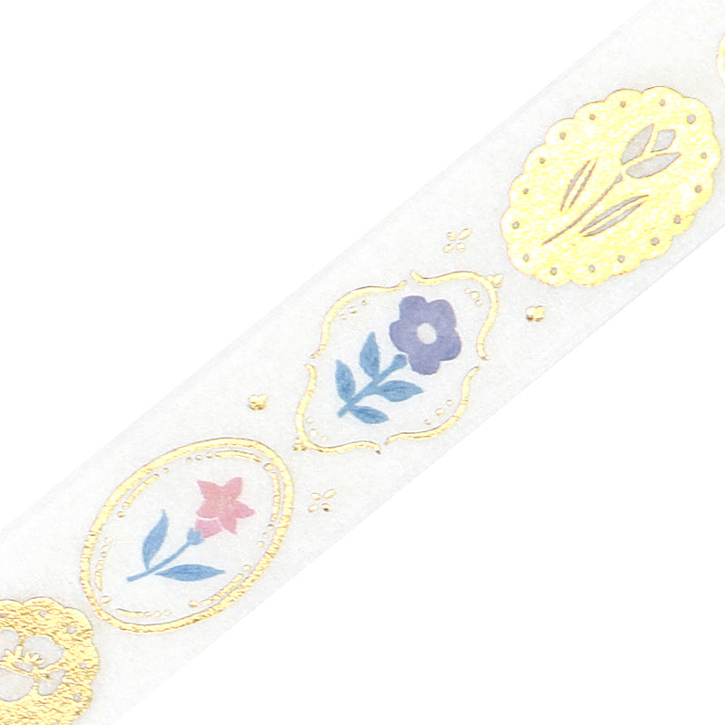 BGM Foil Stamping Masking Tape: Kusabana Techo - Flower Brooch — pattern detail