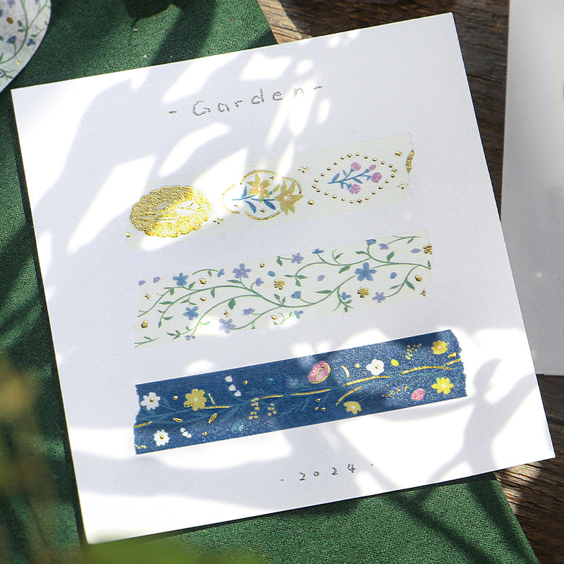 BGM Foil Stamping Masking Tape: Kusabana Techo - Flower Brooch — roll side