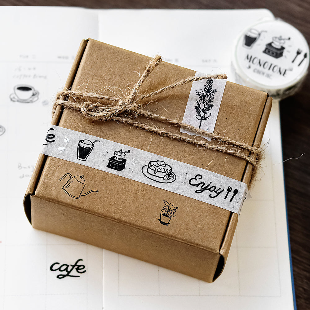BGM Foil Stamping Masking Tape: Monotone - Cafe — with packaging
