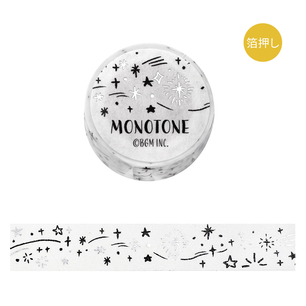 BGM Foil Stamping Masking Tape: Monotone - Starry Sky — roll front