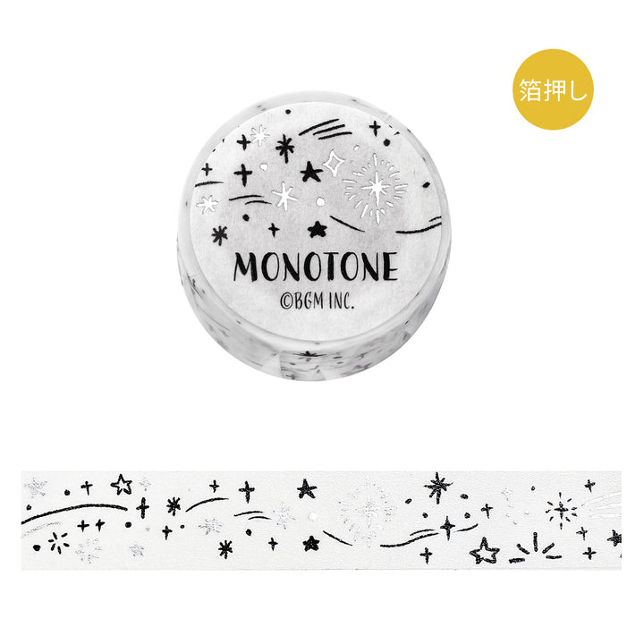 BGM Foil Stamping Masking Tape: Monotone - Starry Sky — roll front