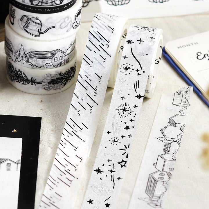 BGM Foil Stamping Masking Tape: Monotone - Starry Sky — applied on surface