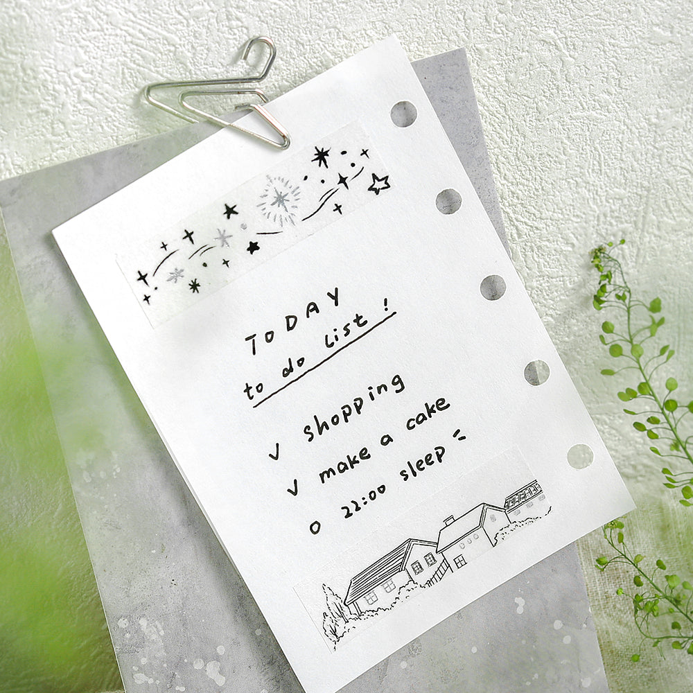 BGM Foil Stamping Masking Tape: Monotone - Starry Sky — with packaging