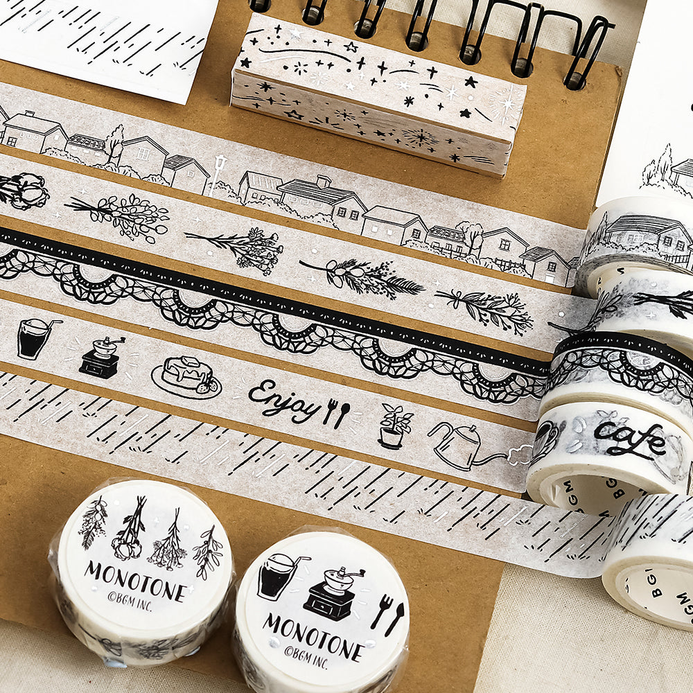 BGM Foil Stamping Masking Tape: Monotone - Starry Sky — flat lay