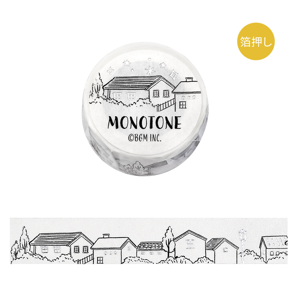 BGM Foil Stamping Masking Tape: Monotone - Cityscape — roll front