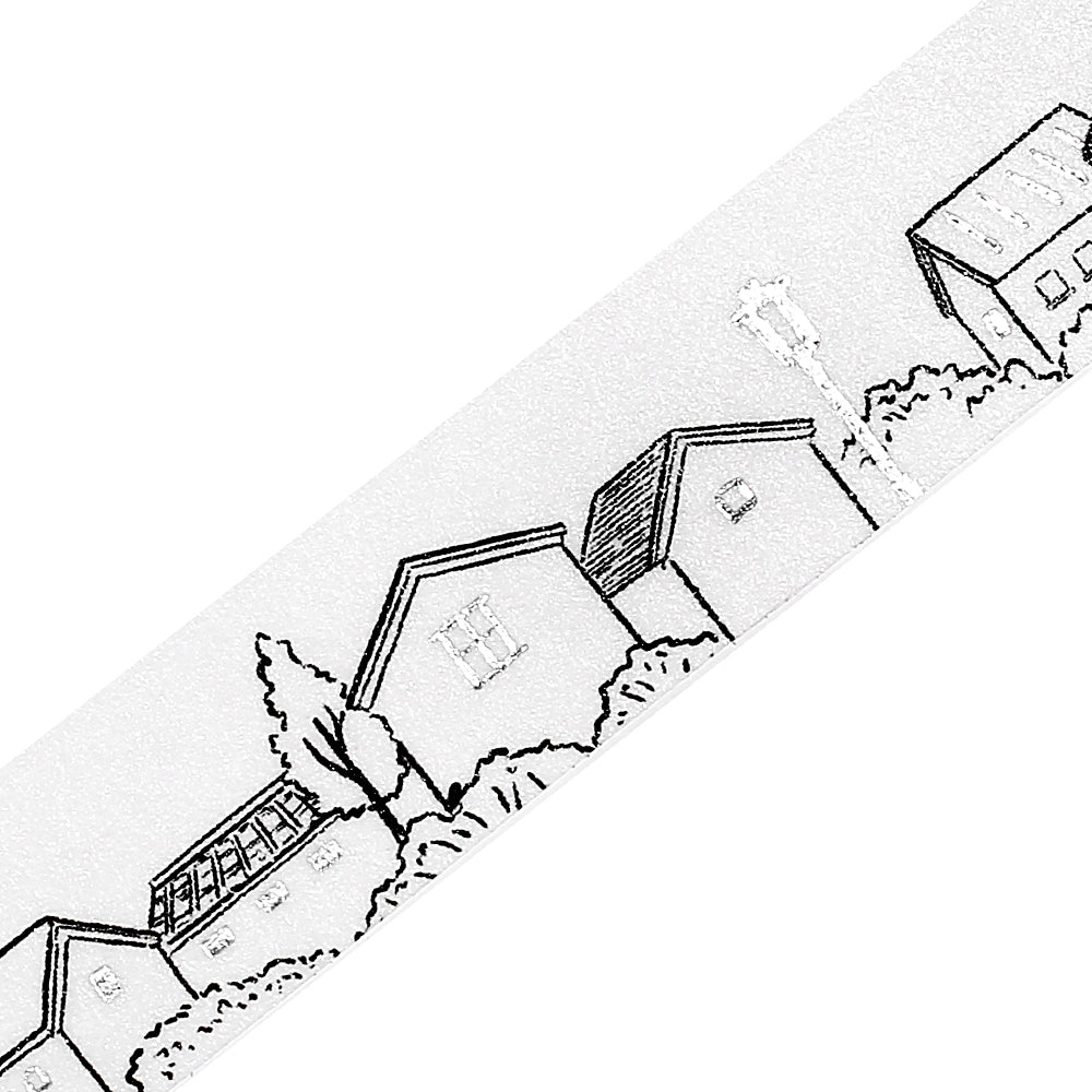 BGM Foil Stamping Masking Tape: Monotone - Cityscape — pattern detail