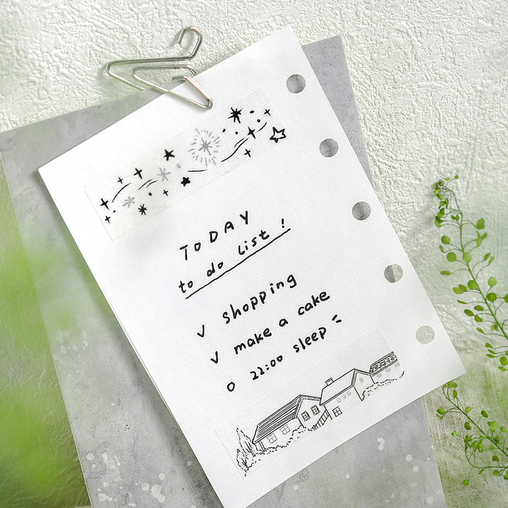 BGM Foil Stamping Masking Tape: Monotone - Cityscape — with packaging