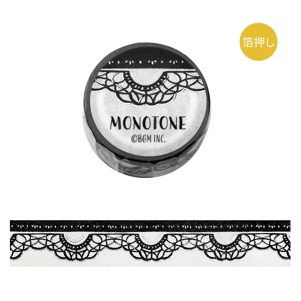 BGM Foil Stamping Masking Tape: Monotone - Lace — roll front
