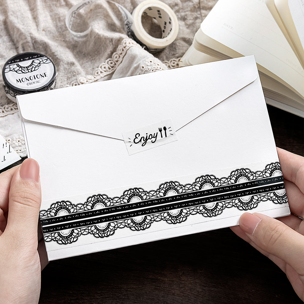 BGM Foil Stamping Masking Tape: Monotone - Lace — with packaging