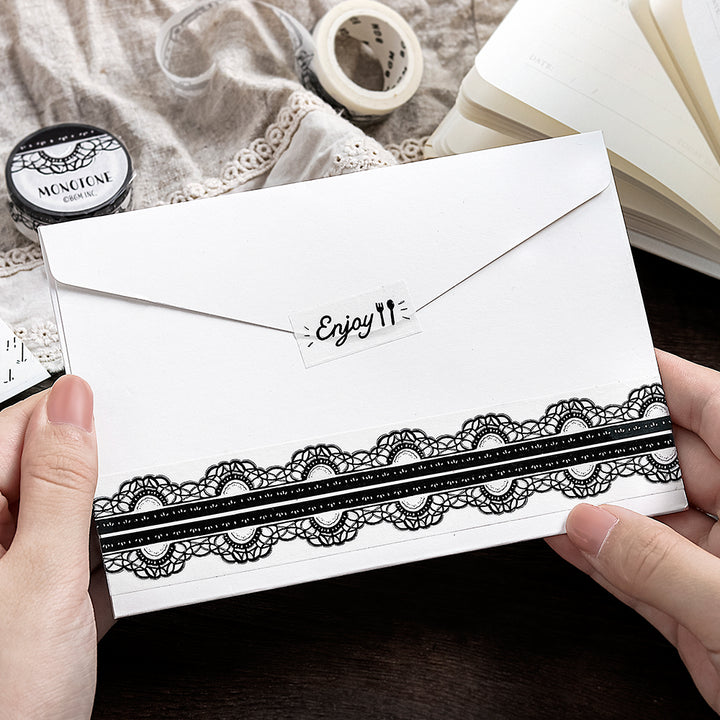 BGM Foil Stamping Masking Tape: Monotone - Lace — with packaging