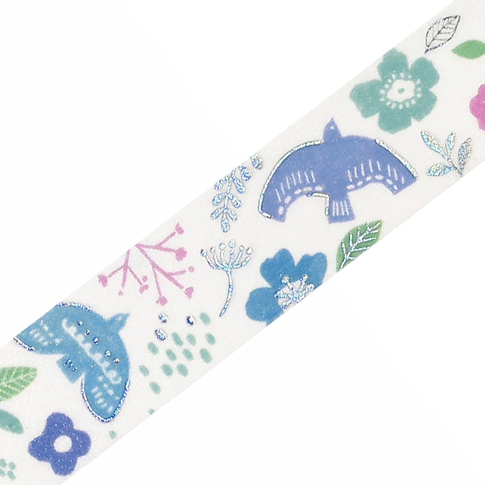 BGM Foil Stamping Masking Tape: Nordic Forest - Birdsong — pattern detail