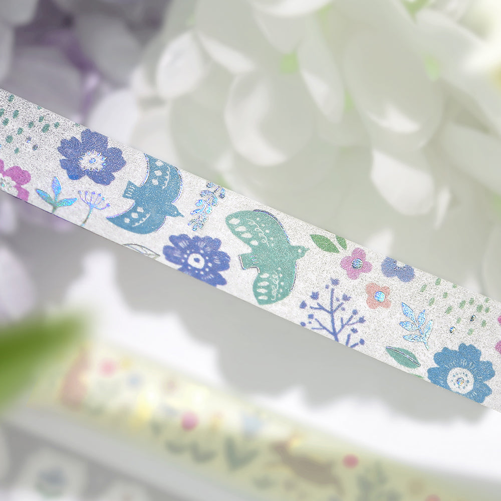BGM Foil Stamping Masking Tape: Nordic Forest - Birdsong — roll side
