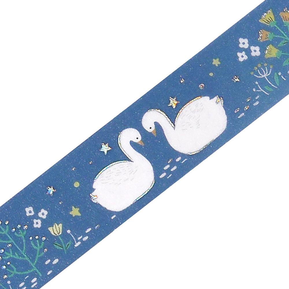 BGM Foil Stamping Masking Tape: Nordic Forest - Swan Lake — pattern detail