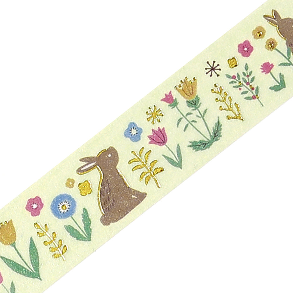 BGM Foil Stamping Masking Tape: Nordic Forest - Flowers and Rabbits — pattern detail
