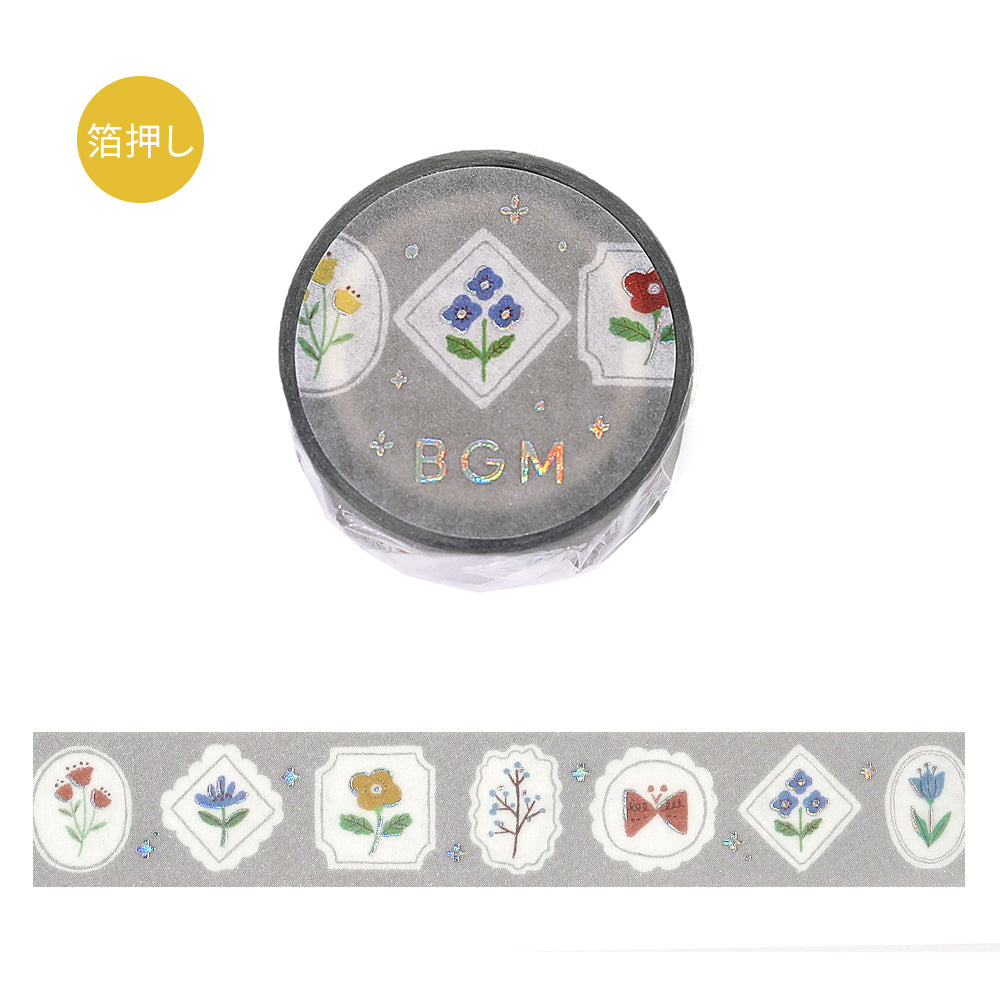 BGM Foil Stamping Masking Tape: Nordic Forest - Flower Frame — roll front