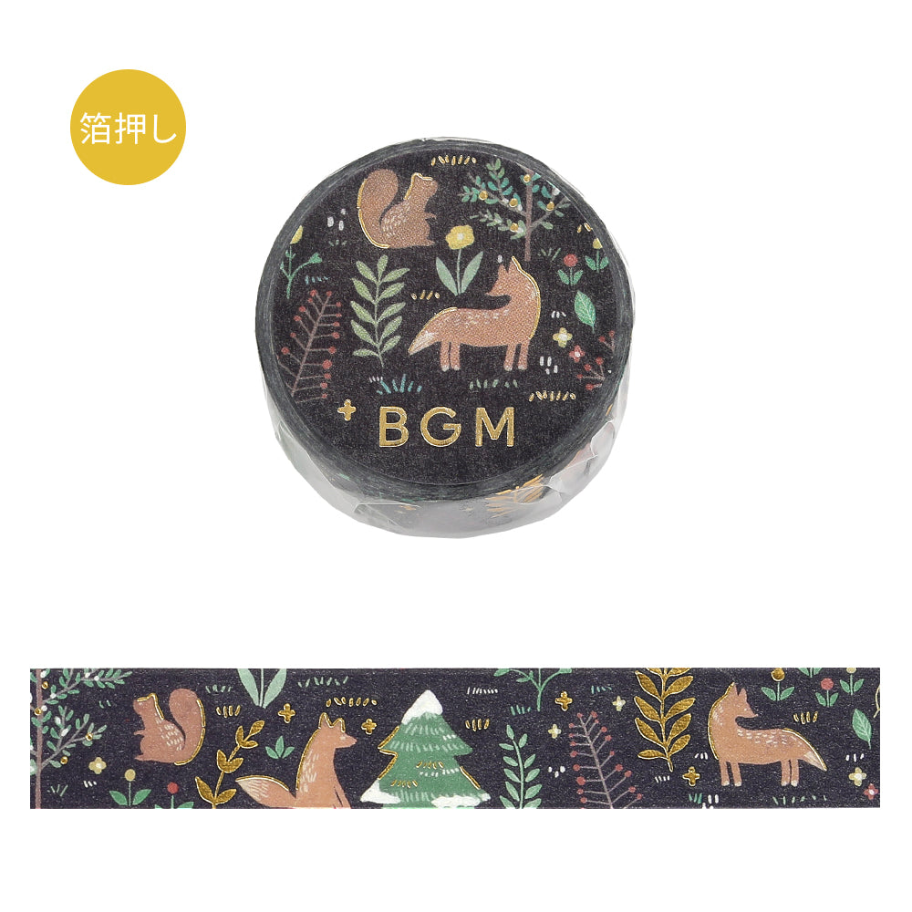 BGM Foil Stamping Masking Tape: Nordic Forest - Moonlit Forest — roll front